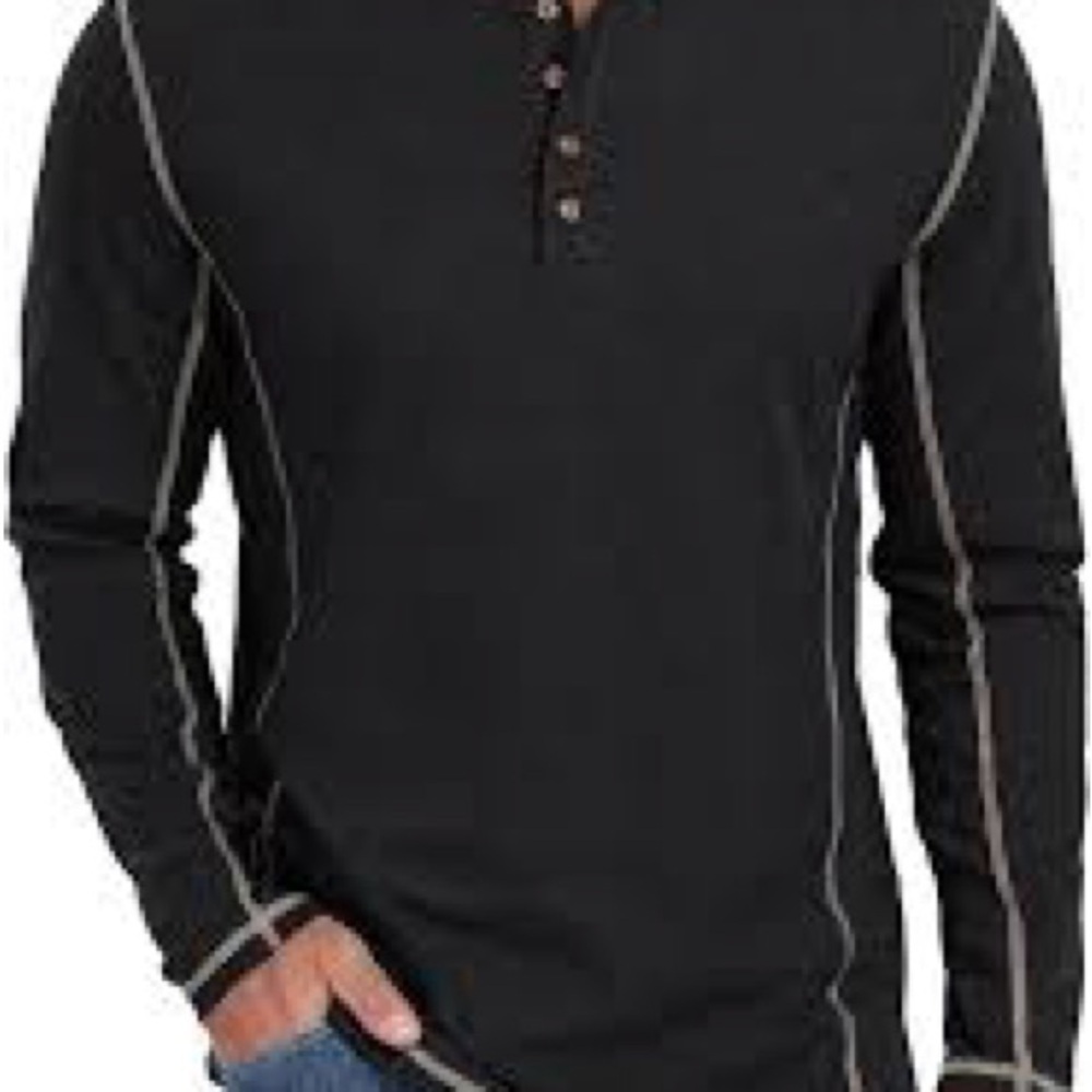 Jeremiah Patch Elbow Stylish Black Long Sleeve Henley for Men